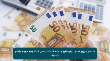 أسعار اليورو أمام الجنيه اليوم الأحد 24 أغسطس 2025 بعد موجة ارتفاع بالبنوك